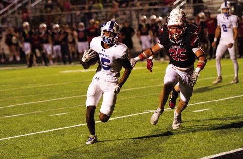 Wesley Stephens races to the corner of the end zone against Lorena. HUNTER KING | DISPATCH RECORD