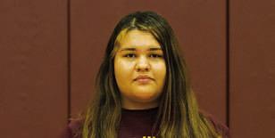 Name: Alejandra Trejo Class: Freshman Sport: Volleyball Favorite Teacher or Coach: Mrs. Shelton Favorite Place in Town: N/A One Person You Look up To: Myself Main Goal This Season: To improve
