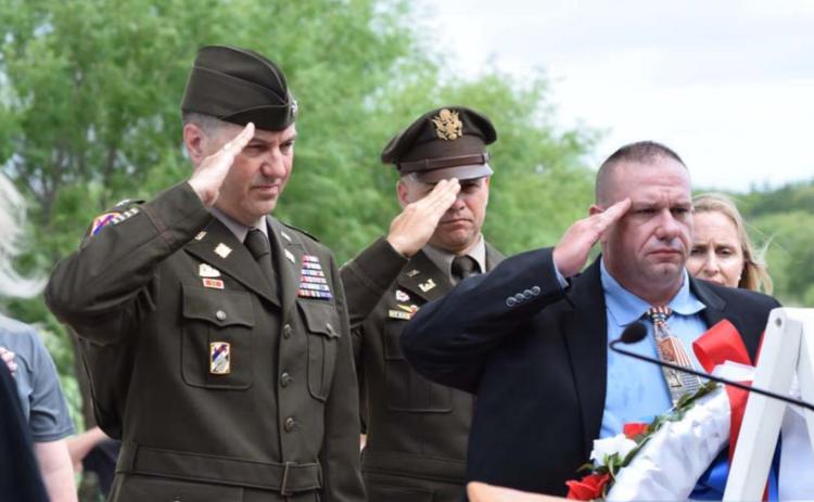 Several Fort Hood officers attended the Kempner Memorial Day ceremony on Monday. Pictured left to right are Lt. Col. Dean Huard, Col. Anthony Barbina and Kempner Mayor J.W. Wilkerson. ALEXANDRIA RANDOLPH | DISPATCH RECORD