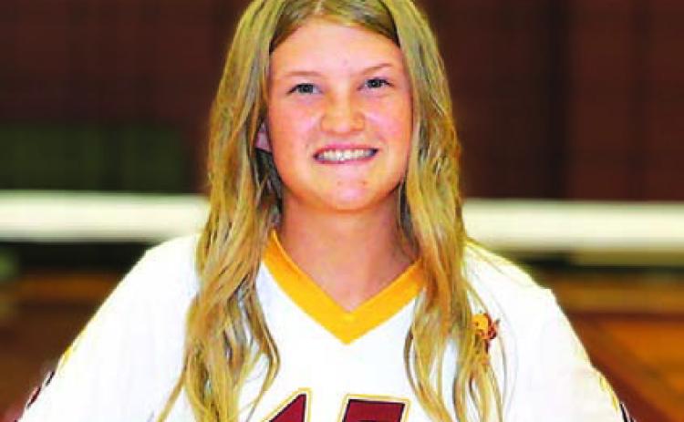 Name: Teagan Brooks Class: Sophomore Sport: Volleyball, Basketball, Track and Tennis Favorite Movie: Furious 7 Favorite Midnight Snack: Salt and Vinegar Chips Favorite Social Media: None Main Goal This Season: Win Two Games