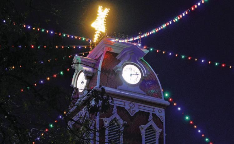 The lighted star atop the Lampasas County Courthouse is reminiscent of the Star of Bethlehem, which the Gospel of Matthew mentions as a celestial sign that directed wise men, or magi, from the East to the town where Jesus was born. ERICK MITCHELL | DISPATCH RECORD