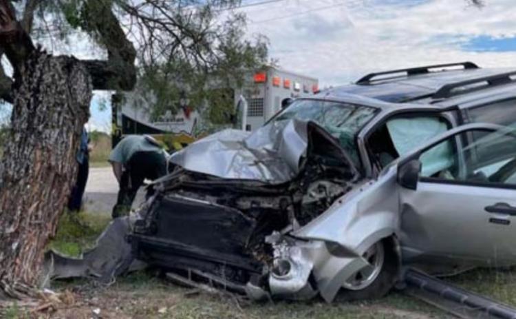 A 2011 Ford Escape crashed into a tree on Crider Lane on Monday afternoon. COURTESY PHOTO