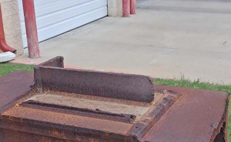 DISPATCH RECORD A beam recovered from the rubble of the the World Trade Center and donated from Mike Irvin to the Lampasas Fire Department serves as a reminder of the heroic actions of first responders in New York on Sept. 11, 2001.
