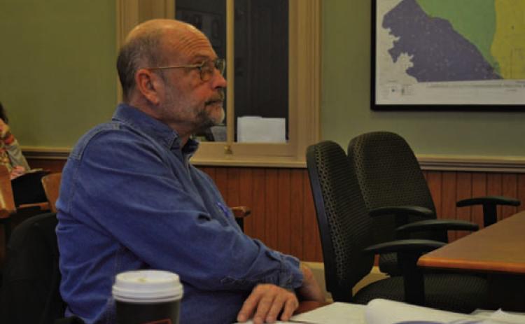 County Engineer Joe England listens to responses from the Lampasas County Commissioners Court during a Jan. 22 workshop on subdivision rules and regulations. ERICK MITCHELL | DISPATCH RECORD