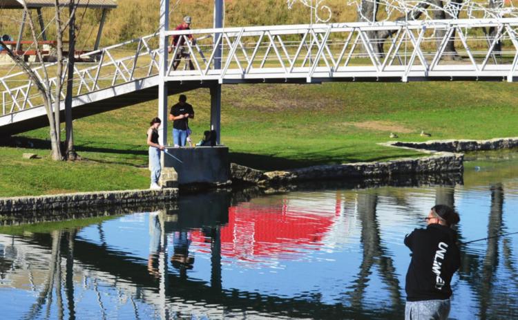 Sunny skies were seen throughout Lampasas County last week. These residents took advantage of the warm weather to go fishing at W.M. Brook Park. MASON HINES | DISPATCH RECORD