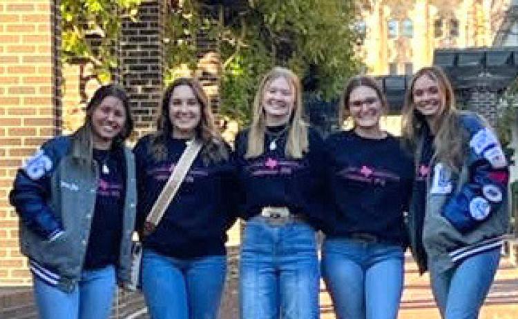 Pictured in Indianapolis with the state capitol in the background is the Lampasas FFA Agricultural Communications team that brought home “gold” status recognition: from left, Jacie Resa, Avery Hopson, alternate Daecee Ellis, Paige Rutland and Morgan Littlefield. courtesy photo