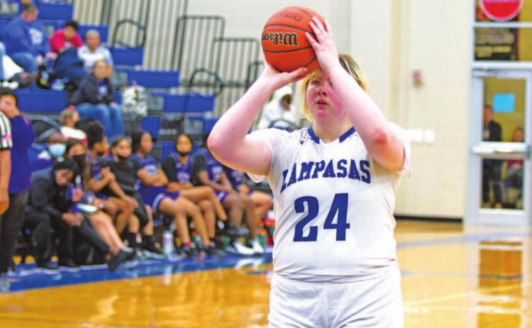 Morgan Lovejoy shoots a free throw during an early-season contest with Elgin. Lovejoy is the team’s leading scorer on the year. HUNTER KING | DISPATCH RECORD