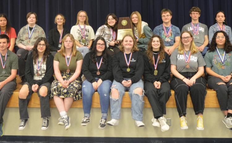 These students have advanced as UIL regional qualifiers after their district triumphs. Front row, left to right, are James Vasquez, Joey Neuenschwander, Jade Arzola, Katie Johnson, Kilana Baird, Morgan Parker, Amelia Stanley, Veronica Butler, Sophia Munoz and Ben Stone. Back row: Mackenzie Jefferies, Kailey Morgan, Phoebe Rounds, Callie Bekker, Ciara Carnes, Anna Burgess, Cameron Parker, Jodiah Holland, Laura Webb and Lena Jefferies. Not pictured: Lulu Lopez. erick mitchell | dispatch record