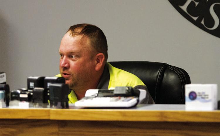 HUNTER KING | DISPATCH RECORD Mayor Derek Talley presides at Monday night’s meeting of the Lometa City Council, where several changes to city ordinances were adopted and a financial presentation was heard.