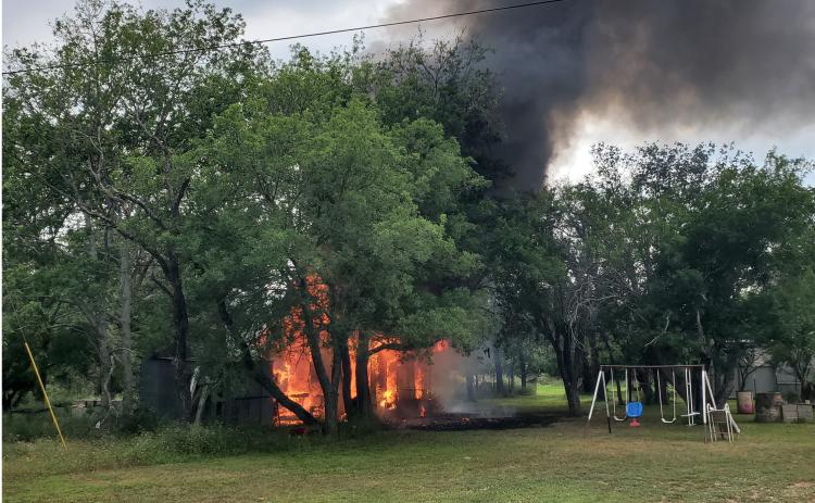 COURTESY | CLINTIN MOSELY A house fire Saturday afternoon claimed the life of a Kempner senior citizen. The home was fully engulfed when first responders arrived. 