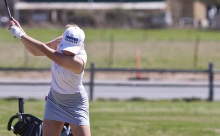 Senior LeeAnn Parker tees off at Squaw Valley Golf Course in Glen Rose on Monday. JEFF LOWE | DISPATCH RECORD