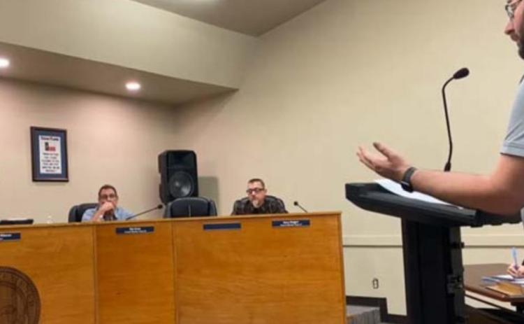 Kempner City Manager David Williams, far right, gives his staff report while Mayor John Wilkerson, left, Councilman Rob Green, center, and Councilman Vance Rodgers listen. CITY OF KEMPNER TEXAS FACEBOOK PAGE