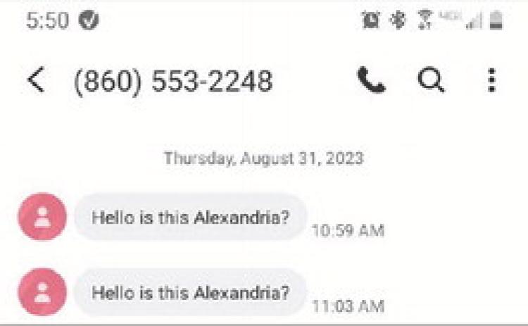 This screenshot is a real example of a phishing text or human contact tracing scam. Messages like this urge the victim to reply, click a link or call the scammer, which opens them up to other potential scamming methods. ALEXANDRIA RANDOLPH | DISPATCH RECORD