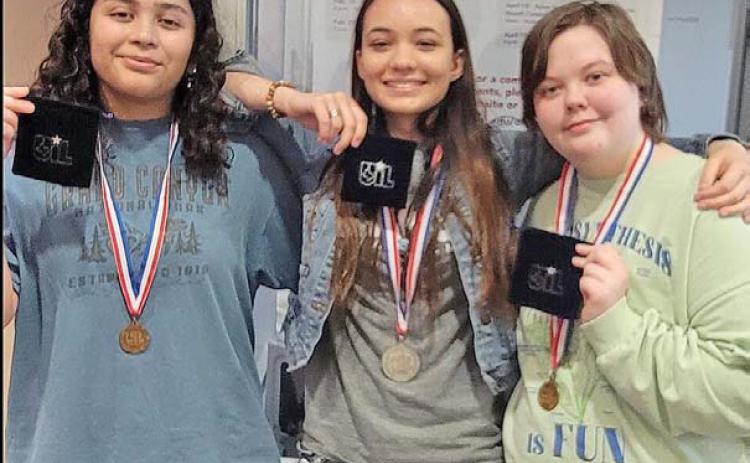LHS state-qualifiers in computer applications are, from left to right, Sophia Munoz, Laura Webb and Kailey Morgan. judith ann mcghee | courtesy photo