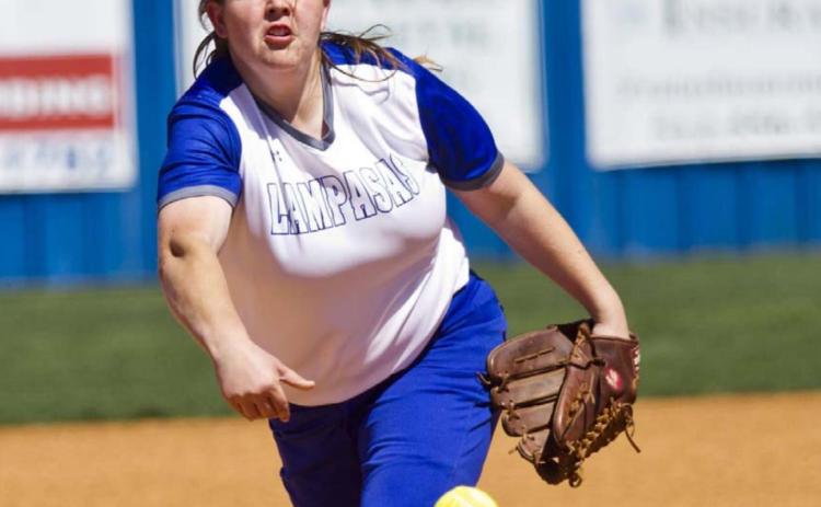 Caitlyn Sanguinet pitches on Thursday at home against Salado. JEFF LOWE | DISPATCH RECORD