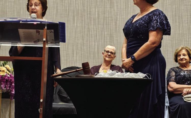At right, Lampasas ’36 Club member Amy McDaniel is installed as the Texas Greater Federation of Women’s Clubs new recording secretary. COURTESY PHOTO