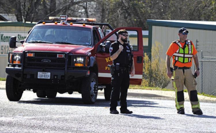 Multiple public safety agencies were in Kempner Tuesday to assist with evacuation of a severalblock area along U.S. Highway 190 while officials awaited an explosive ordnance disposal unit from Fort Hood. Kempner Volunteer Fire Department helped the police in redirecting traffic. ERICK MITCHELL | DISPATCH RECORD
