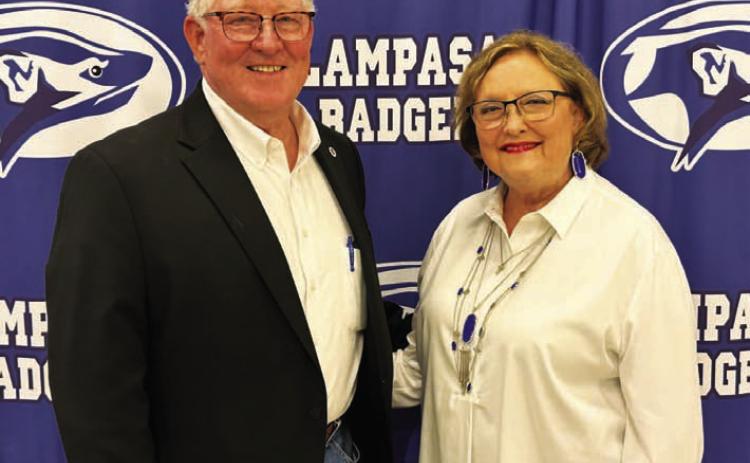 Mickey and Jani Edwards will be front and center at this year’s Spring Ho Grand Parade and plan to participate in as many other festival activities as they can. Although now retired from the Lampasas school district, both remain active in leadership roles and enjoy serving the community as a team. HUNTER KING | DISPATCH RECORD