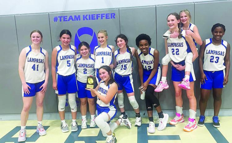 The seventh-grade “A” team girls were the undefeated district champions this season. COURTESY PHOTO | LAMPASAS GIRLS BASKETBALL TWITTER