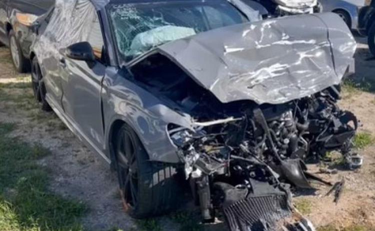 This crumpled car, in which Madison Roedler was a passenger, is a stark testament to the brutal force of the wreck in which she was involved on March 2. The twisted metal and shattered glass bear witness to the violence of the collision. COURTESY PHOTO