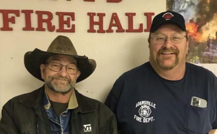 Dean Watson, on left, has been named the new fire chief for the Adamsville Volunteer Fire Department, and the assistant chief is Mike Hall. COURTESY PHOTO