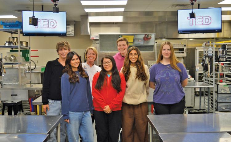 Pictured are the six Lampasas High School students advancing to the FCCLA state competition. Back row, from left: Levi Oliver, LHS culinary teacher Tracey Davis and Dean Hannibal. Front row, from left: Aylin Soto, Elizabeth Martinez, Rose Reed and Leora Lauthen. ERICK MITCHELL | DISPATCH RECORD