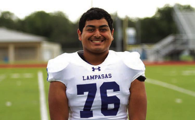 Name: Patricio Barrientos Class: Senior Sport: Football Favorite Teacher or Coach: Coach White Favorite Place in Lampasas: Home One Person You Look Up To: My dad Main Goal This Season: Help my team win