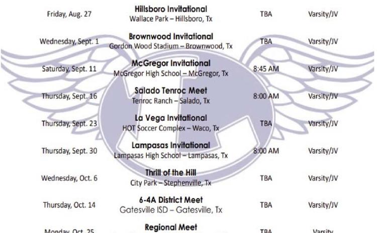 LHS cross country schedule