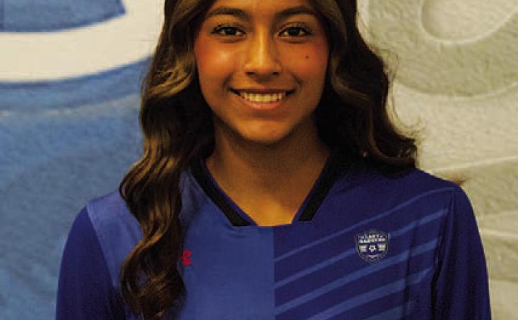 Name: Alison Gonzalez Class: Senior Sport: Soccer, Cross Country and Powerlifting Favorite Teacher or Coach: Mrs. Davis Favorite Place in Lampasas: Alamo Coffee One Person You Look Up To: My mom Main Goal This Season: Get better at controlling the ball