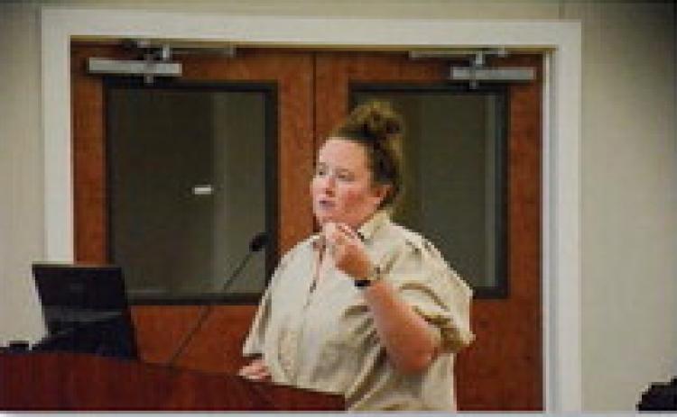 ANA SOFIA MEYER | DISPATCH RECORD Recreation specialist Bailey Carter proposes marketing campaign to drive event bookings for newly refurbished Hostess House.