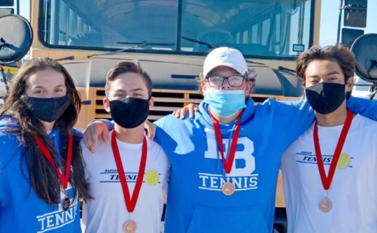 Isabel Pronovost, Sam Zmolik, Rory Magill and Mario Aguirre medaled at the Belton tennis tournament on Friday. KENNETH PEISER | COURTESY PHOTO