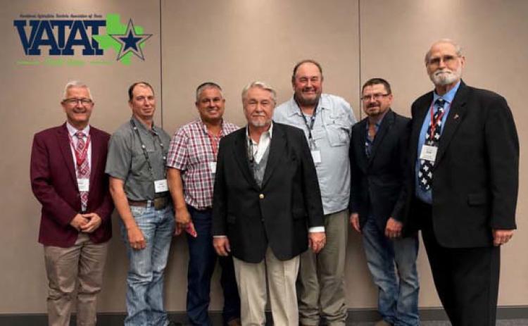 The 2026-2027 VATAT Credit Union directors, from left to right, are Ray Pieniazek of Austin, Aaron Wilson of El Campo, John Templeton of Bryan, Gary Adams of Austin, Mike Rempe of Yoakum, Chris Cleveland of Andrews and chairman, Dr. Steve Forsythe of Lampasas. COURTESY PHOTO