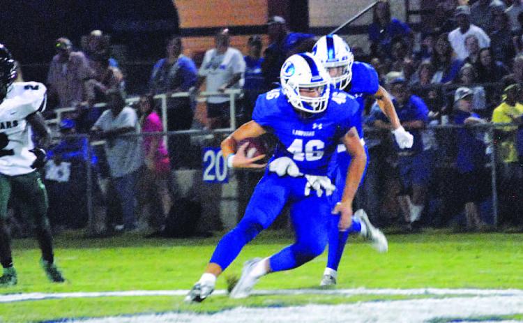 HUNTER KING | DISPATCH RECORD Haegan Oncken returns an interception against Pflugerville Connally, his second in two games.