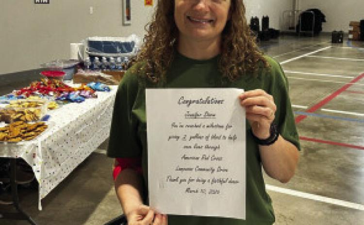 Jennifer Storm now has donated two gallons of blood to the American Red Cross. COURTESY PHOTO
