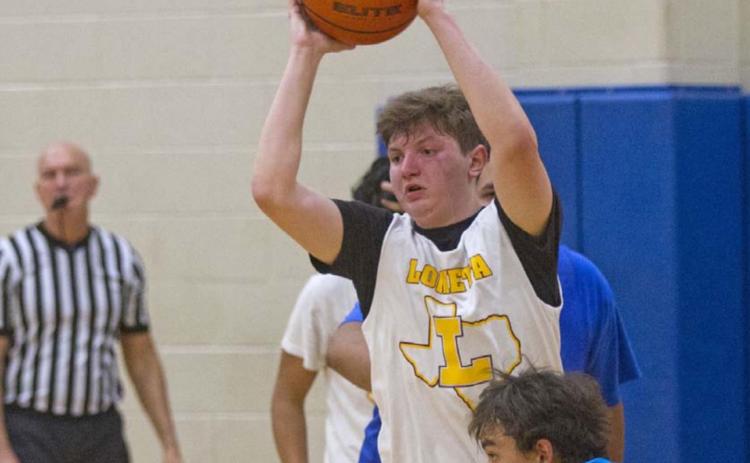 Braden Ramirez prepares to pass the ball for Lometa in a game against Priddy on Thursday. JEFF LOWE | DISPATCH RECORD