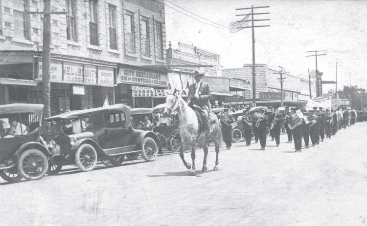 This photo appears to show the 1925 Lampasas Fair parade, with Sheriff A.R. Harvey leading the procession. courtesy photo