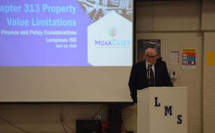 Daniel Casey of Moak, Casey and Associates gave a presentation on a Chapter 313 agreements. MONIQUE BRAND | DISPATCH RECORD
