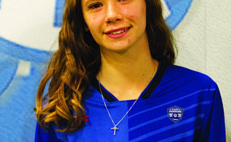 Name: Jocelyn Robinson Class: Junior Sport: Soccer Favorite Teacher or Coach: Mrs. Brayton Favorite Place in Lampasas: Layne’s Chicken One Person You Look Up To: My mom Main Goal This Season: Good one-touch passing