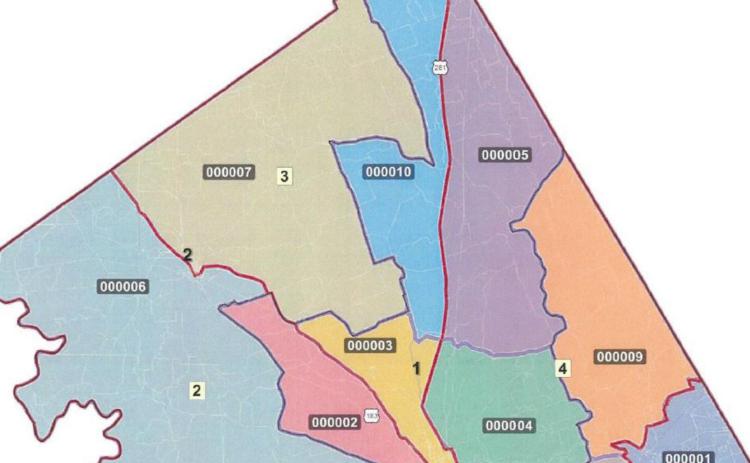 PROVIDED BY THE LAMPASAS COUNTY COMMISSIONERS COURT:  The map shows is the proposed voting precincts adopted by the Lampasas County Commissione Court. Currently, the county has nine voting precincts. The proposal will add an additional votin precinct in the county. According to the Secretary of State’s office, municipalities have from Jan. -12 to distribute voter registration cards. The county elections office doesn’t yet have an update database that reflects the new precinct boundaries..