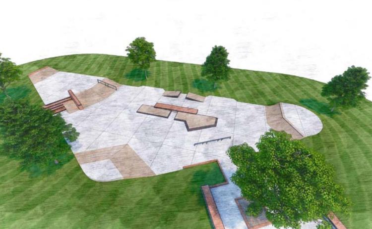 The Campbell Skate Park is planned to encompass about 5,000 square feet south of the existing parking lot off East North Avenue. NEW LINE SKATE PARKS