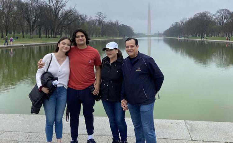 Enjoying a day at the National Mall in April 2021 are Erick Mitchell and his wife, Emma, at left, and Mitchell’s parents, Gina and Bruce Mitchell of San Antonio.