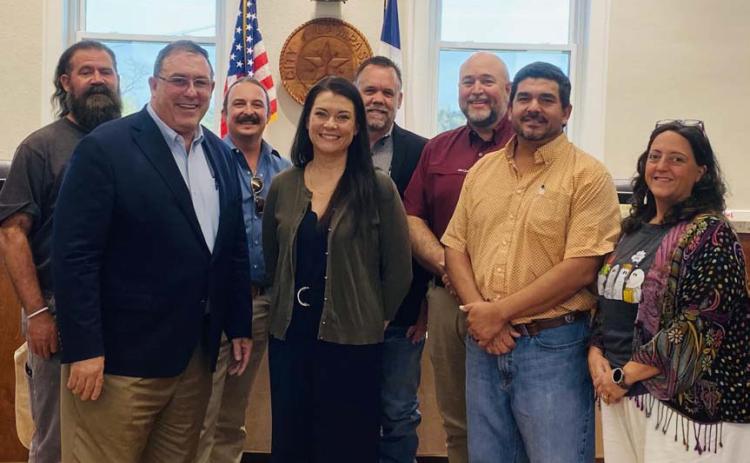 Erin Corbell, center, poses for a photo with the Lampasas City Council after her appointment as city manager on Monday night. Corbell will begin her position with Lampasas on Nov. 18. COURTESY PHOTO | CITY OF LAMPASAS
