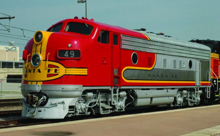 The Lampasas Depot Foundation has located a Grafton Upton EMD F7 locomotive. However, the nonprofit organization would repaint the locomotive in the Warbonnet paint scheme seen above, which was utilized by the Santa Fe line in Texas. COURTESY PHOTO