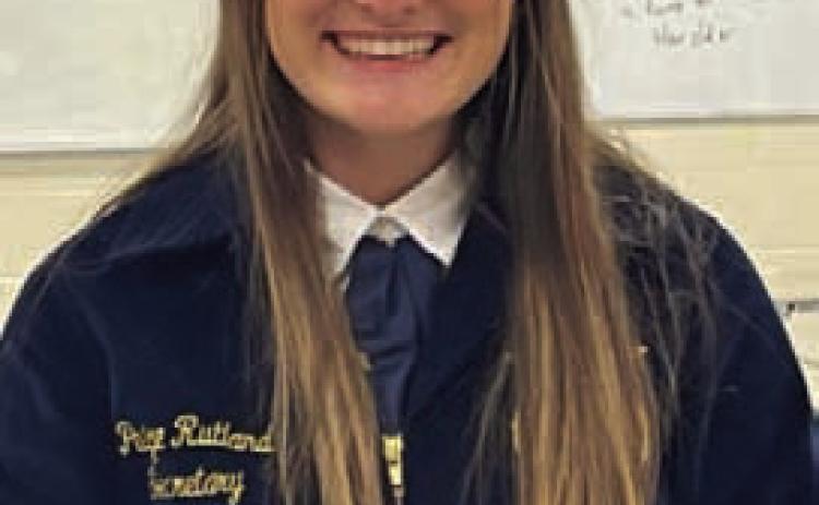 Paige Rutland earned an individual first place in Senior Creed at the Bluebonnet FFA District competition and will move on to the area competition. COURTESY PHOTO