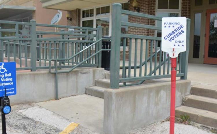 Voters unable to go inside the election office, at 407 S. Pecan St. in Lampasas, can use curbside voting. MONIQUE BRAND | DISPATCH RECORD