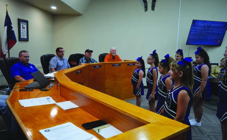 Before discussing the budget, Kempner City Council members were treated to a performance from the CTX Stars, a local cheer and dance group based in Kempner. City Manager Rebecca Ramos said the cheer team will have a role in providing entertainment at upcoming city events. ERICK MITCHELL | DISPATCH RECORD