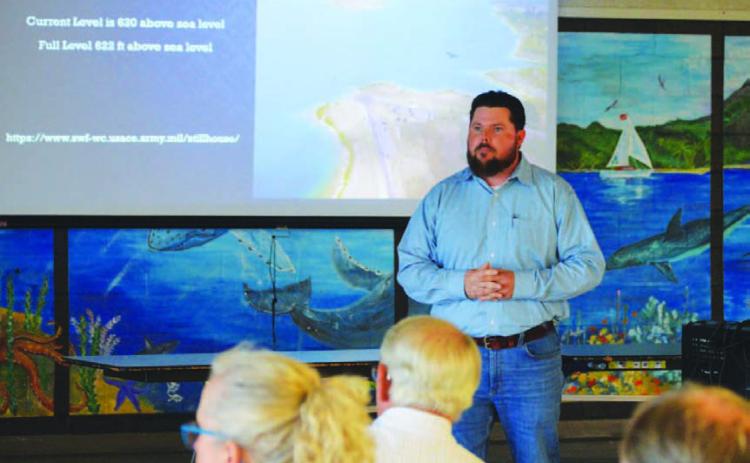 Stephen Sewell, water/wastewater operations supervisor for Lampasas Public Utilities, offered a presentation Thursday on the city’s water sources, testing requirements and search for supplemental resources to meet future needs. ERICK MITCHELL | DISPATCH RECORD