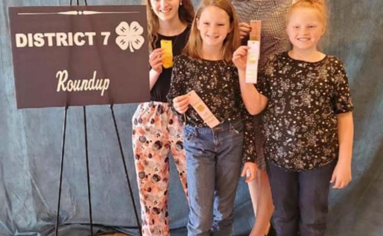 Sisters Vivien Martin and Lauren Martin, on front row, and Allison Martin and Katelyn Martin, back row, all placed at the District 7 4-H Roundup with their Educational Presentations, which demonstrate knowledge and skills in various project areas. COURTESY PHOTO