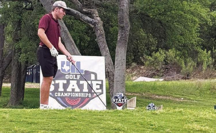 COURTESY PHOTO David Carr prepares to hit a tee shot at the state tournament.