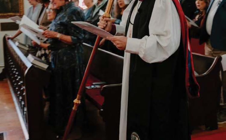 Bishop C. Andrew Doyle leads the procession for the beginning of Morning Prayer services that also commemorated All Saints Day. Doyle was in Lampasas on Nov. 1 to recognize the 150th anniversary of the founding of St. Mary’s Episcopal Church. abby rainwater | courtesy photo